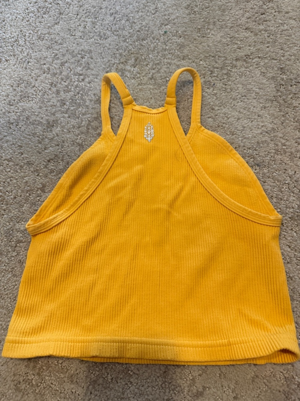 Free People Yellow Ribbed Racerback Crop Tank - Picture 3 of 3